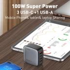 Kucni punjac sa adapterima LDNIO Q408 GaN PPS QC3.0 (30W), 3xPD3.0 (100W), 100W Max, sa Type C na Type C kablom beli slika 5