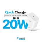 Kucni punjac Teracell Evolution TC-07 PD Fast charging  20W sa PD type C kablom beli CE cena 3000 din slika