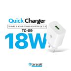 Kucni punjac Teracell Evolution TC-09 QC3.0 18W sa Type c kablom beli CE cena 3000 din slika