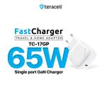 Kucni punjac Teracell Evolution TC-17GP, GaN, PPS, PD 3.0, 65W sa PD iPhone lightning kablom beli CE cena 5000 din slika