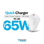 Kucni punjac Teracell Evolution TC-20, GAN, PD Fast charging 65W beli CE cena 4000 din slika