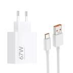 Kucni punjac Xiaomi HyperCharge 67W sa USB na Type C kablom beli EU cena 5000 din slika