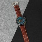 Pametni Sat Narukvica elegant relief kozna za smart watch 22mm tamno braon slika 3