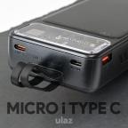 Power bank prenosiva baterija Oxpower P410 PD QC 22.5W 20000mAh crna slika 2