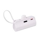 Power bank prenosiva baterija privezak 5000mAh 15W Type C bela slika 1