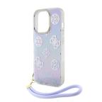 Maska Torbica Guess Hc PC TPU Iridescent Glitter Pattern Peony Cordstrap za iPhone 15 6.1 ljubicasta (GUHCP15SHPELISU) slika 1