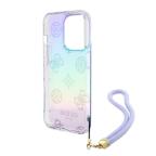 Maska Torbica Guess Hc PC TPU Iridescent Glitter Pattern Peony Cordstrap za iPhone 15 6.1 ljubicasta (GUHCP15SHPELISU) slika 2