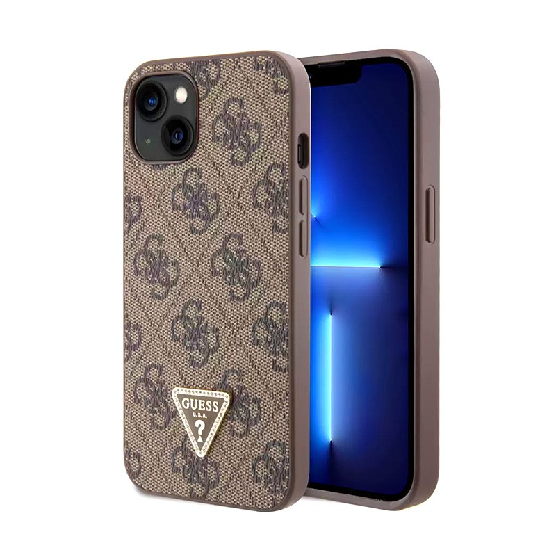 Maska Torbica Guess Hc PU Leather 4G Triangle Strass za iPhone 15 6.1 braon (GUHCP15SP4TDPW) cena 4500 din slika