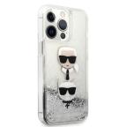 Maska Torbica Karl Lagerfeld Hc Liquid Glitter 2 Heads za iPhone 14 Pro 6.1 srebrna (KLHCP14LKICGLS) slika 3