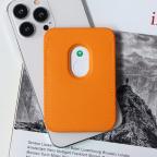 Maska Torbica Leather Magsafe Pocket za iPhone 14 narandzasta slika 2