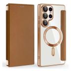 Maska Torbica Magsafe Lux Bi Fold za Samsung S938B Galaxy S25 Ultra braon slika 7