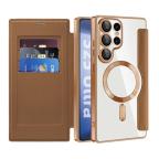 Maska Torbica Magsafe Lux Bi Fold za Samsung S938B Galaxy S25 Ultra braon slika 8